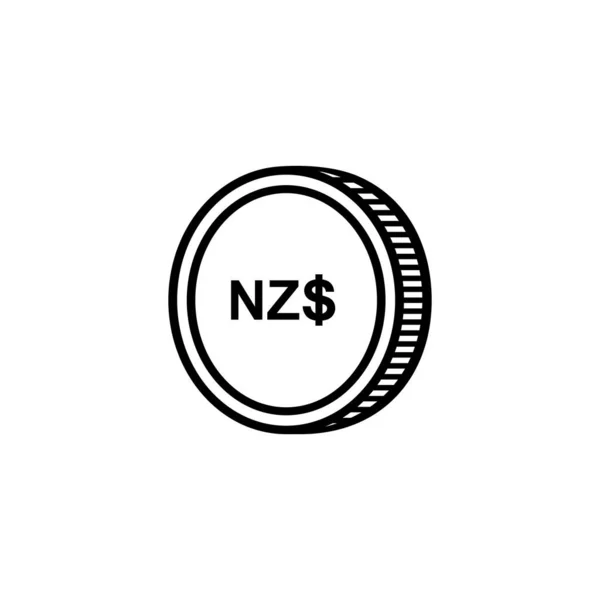 Nouvelle Zélande Icône Monnaie Symbole Dollar Néo Zélandais Nzd Sign — Image vectorielle