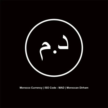 Fas Para Birimi Simgesi Simgesi, Fas Dirham, MAD İşareti. Vektör İllüstrasyonu