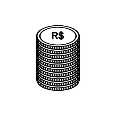 Brezilya Para Birimi, BRL İşareti, Brezilya Gerçek Simgesi. Vektör İllüstrasyonu