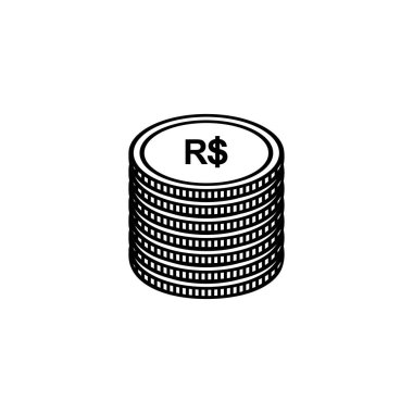 Brezilya Para Birimi, BRL İşareti, Brezilya Gerçek Simgesi. Vektör İllüstrasyonu