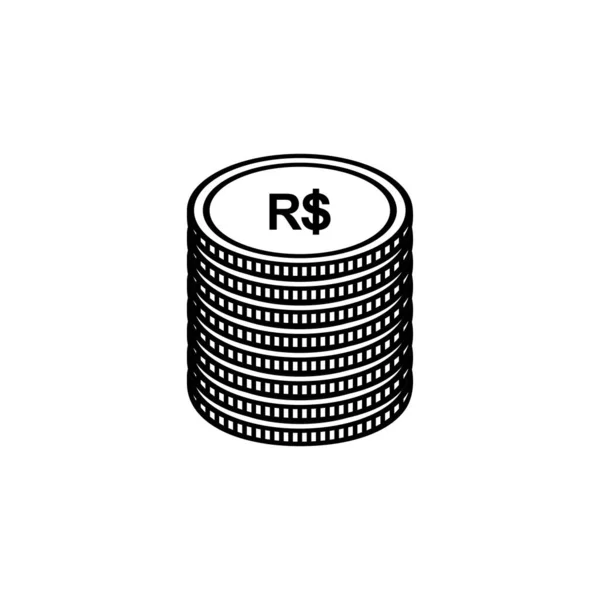 Brazylia Waluta Znak Brl Brazylijski Symbol Real Icon Ilustracja Wektora — Wektor stockowy