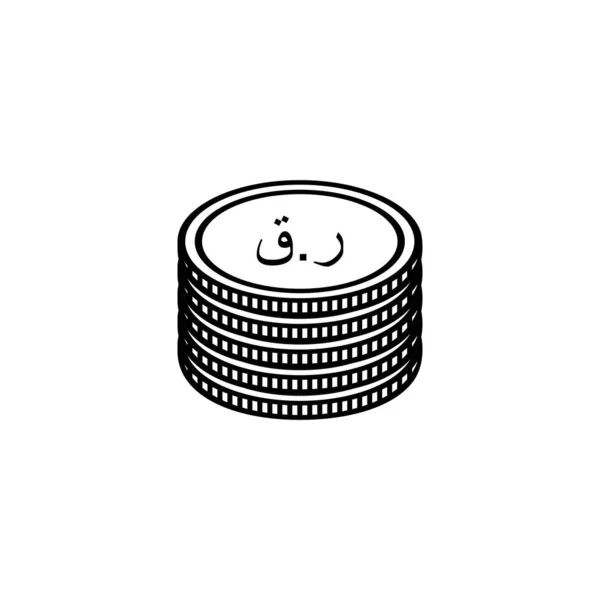 Katar Para Birimi Simgesi Katar Riyal Arapça Versiyon Qar Şareti — Stok Vektör