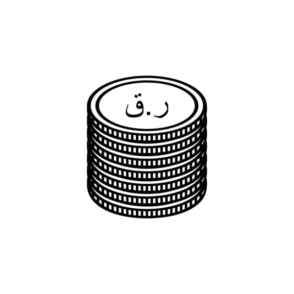 Katar Para Birimi Simgesi Katar Riyal Arapça Versiyon Qar Şareti — Stok Vektör
