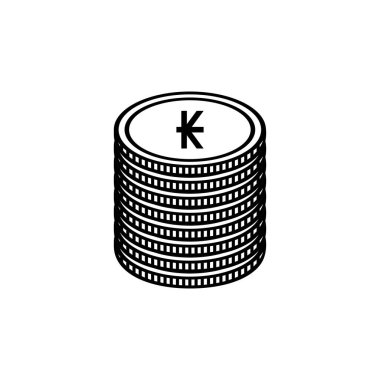 Laos Para Birimi Simgesi Simgesi. Lao Kip, LAK işareti. Vektör İllüstrasyonu