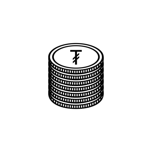 Mongolská Měna Mnt Coin Sign Tgrg Tugrik Mongolsko Peníze Ikona — Stockový vektor