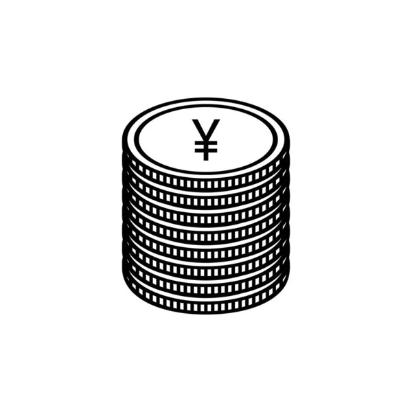 Moneda Del Dinero Japón Símbolo Del Icono Del Yen Signo — Vector de stock