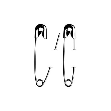 Sanat İllüstrasyonu, Logo, Web Sitesi, Uygulamalar, Pictogram veya Grafik Tasarım Elemanı için Güvenli Pin Silueti. Vektör İllüstrasyonu