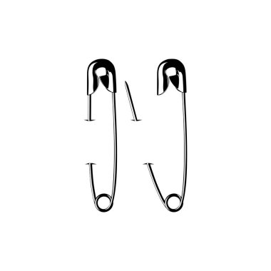 Sanat İllüstrasyonu, Logo, Web Sitesi, Uygulamalar, Pictogram veya Grafik Tasarım Elemanı için Güvenli Pin Silueti. Vektör İllüstrasyonu