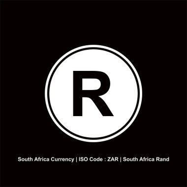 Güney Afrika para birimi, ZAR işareti, Güney Afrika Rand Simgesi. Vektör İllüstrasyonu