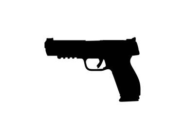 Pistol Gun for Logo, Pictogram, Art Illustration, Website veya Grafik Tasarım Elementi 'nin silueti. Vektör İllüstrasyonu