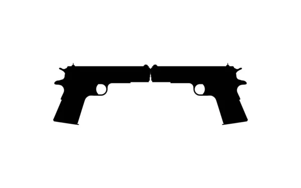 Silhouette Pistol Gun Logo Pictogram Art Illustration Website Graphic Design — 스톡 벡터
