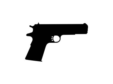 Pistol Gun for Logo, Pictogram, Art Illustration, Website veya Grafik Tasarım Elementi 'nin silueti. Vektör İllüstrasyonu