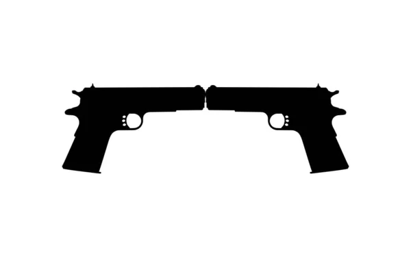 Silhouette Pistol Gun Logo Pictogram Art Illustration Website Graphic Design — Stock Vector