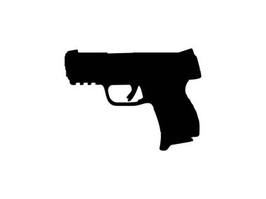 Pistol Gun for Logo, Pictogram, Art Illustration, Website veya Grafik Tasarım Elementi 'nin silueti. Vektör İllüstrasyonu