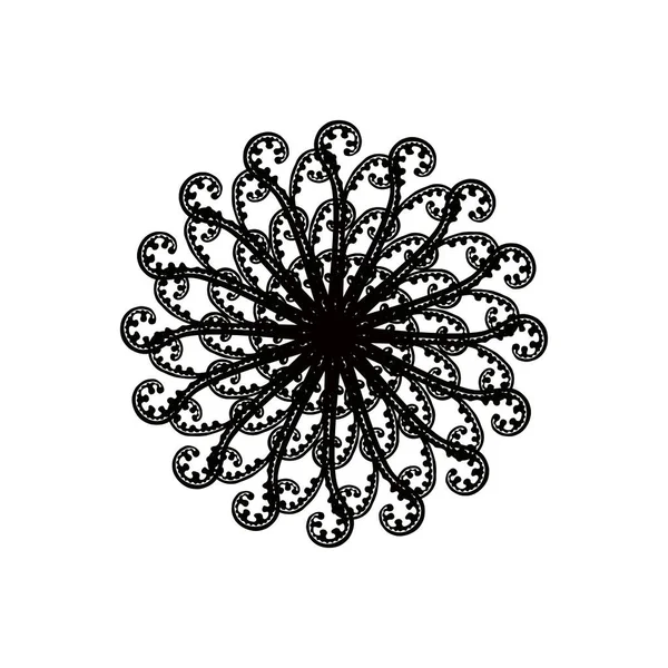 Circle Shaped Tillverkad Fern Plant Silhouette Composition Modern Samtida Mandala — Stock vektor