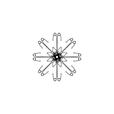 Art Illustration, Logo, Website, Apps, Pictogram veya Grafik Tasarım Elemanı için Güvenli Pin Siluet Kompozisyonu. Vektör İllüstrasyonu