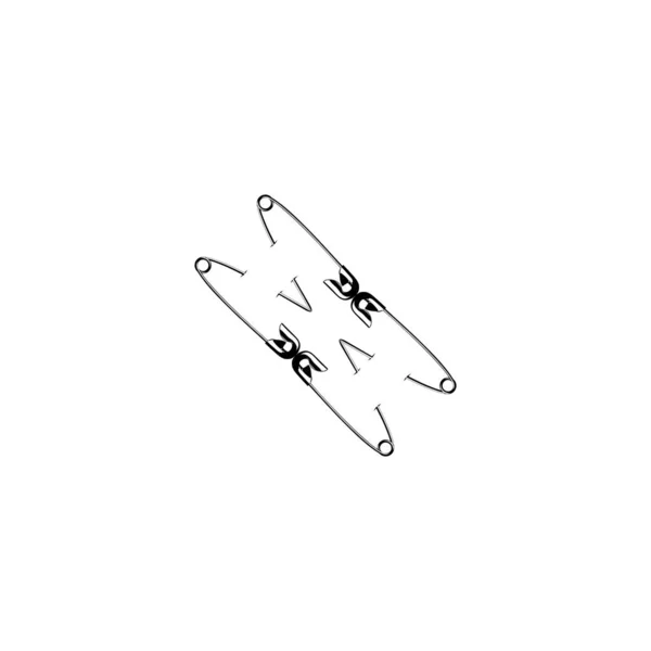 Safety Pin Silhouette Composition Art Illustration Logo Website Apps Pictogram — Vector de stoc