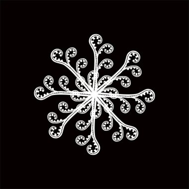 Çember Fern Bitkisi Silüet Kompozisyonu 'ndan yapılmıştır. Modern Mandala Logo, Süsleme, Dekorasyon veya Grafik Tasarım için. Vektör İllüstrasyonu