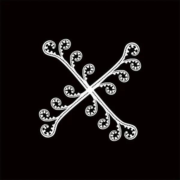 シダ植物シルエット組成から作られた装飾的なスタイル 近代的なロゴ 装飾やグラフィックデザインのための現代的な曼荼羅 ベクターイラスト — ストックベクタ