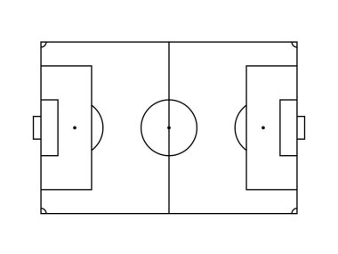 Futbol sahası, futbol sahası veya Art Illustration, Apps, Website, Pictogram, Infographic, News veya Graphic Design futbol sahası olarak da bilinir. Vektör İllüstrasyonu