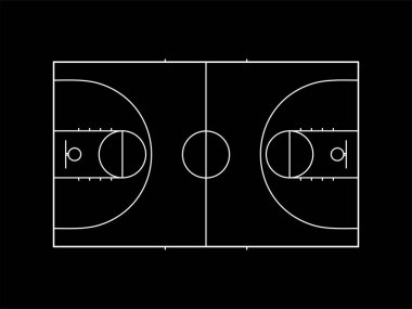 Website, Apps, Art Illustration, Pictogram veya Grafik Tasarım Elementi için Basket Topu Sahası İşareti. Vektör İllüstrasyonu