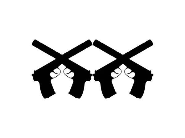 Silhouette Pistol Gun Pistol Art Illustration Logo Pictogram Website Graphic — Stock Vector