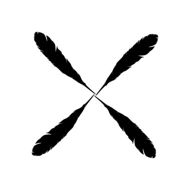 Logo, Süsleme, Dekorasyon, Web Sitesi, Sanat İllüstrasyonu veya Grafik Tasarım Elemanı için Feather Composition. Vektör İllüstrasyonu