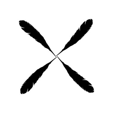 Logo, Süsleme, Dekorasyon, Web Sitesi, Sanat İllüstrasyonu veya Grafik Tasarım Elemanı için Feather Composition. Vektör İllüstrasyonu