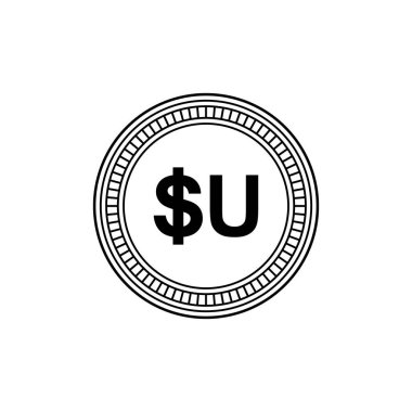 Uruguay Para Birimi Sembolü, Peso Uruguayo Simgesi, UYU SIgn. Vektör İllüstrasyonu