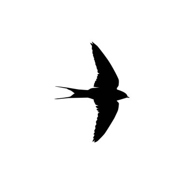 Flying of the Swallows, Martins, and Saw wings, or Hirundinidae Bird Silhouette for Logo, Pictogram, Website, Art Illustration or Graphic Design Element. Vector Illustration