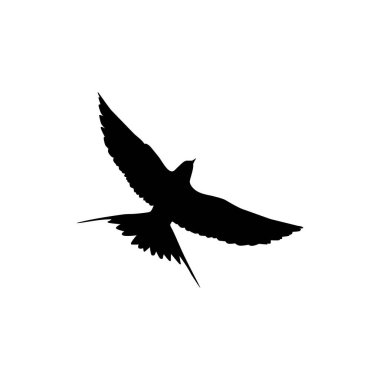 Flying of the Swallows, Martins, and Saw wings, or Hirundinidae Bird Silhouette for Logo, Pictogram, Website, Art Illustration or Graphic Design Element. Vector Illustration