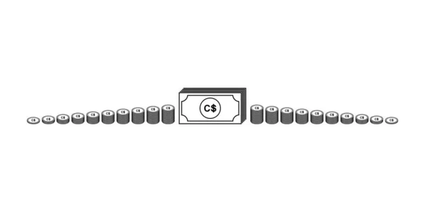 カナダドルの通貨 Cadサイン カナダドルのアイコンシンボル ベクターイラスト — ストックベクタ