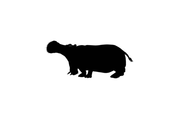 Hippopotamus Hippopotamus Amphibius Silhouette Logo Art Illustration Icon Symbol Pictogram — Stok Vektör