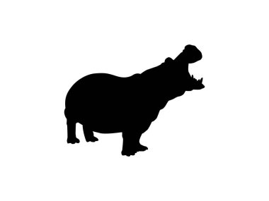 Logo, Sanat Illustration, Simge, Sembol, Pictogram veya Grafik Tasarım Elemanı için Hippopotamus Silhouette. Vektör İllüstrasyonu