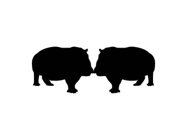 Hippopotamus (Hippopotamus Amphibius) Logo, Sanat İllüstrasyonu, Simge, Simge, Pictogram veya Grafik Tasarım Elemanı için Siluet. Vektör İllüstrasyonu