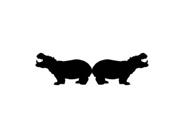 Hippopotamus (Hippopotamus Amphibius) Logo, Sanat İllüstrasyonu, Simge, Simge, Pictogram veya Grafik Tasarım Elemanı için Siluet. Vektör İllüstrasyonu