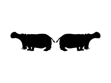 Hippopotamus (Hippopotamus Amphibius) Logo, Sanat İllüstrasyonu, Simge, Simge, Pictogram veya Grafik Tasarım Elemanı için Siluet. Vektör İllüstrasyonu
