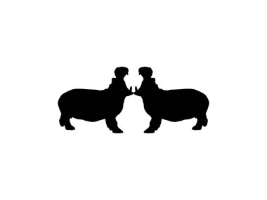 Hippopotamus (Hippopotamus Amphibius) Logo, Sanat İllüstrasyonu, Simge, Simge, Pictogram veya Grafik Tasarım Elemanı için Siluet. Vektör İllüstrasyonu