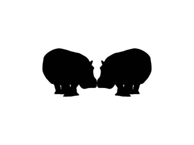 Hippopotamus (Hippopotamus Amphibius) Logo, Sanat İllüstrasyonu, Simge, Simge, Pictogram veya Grafik Tasarım Elemanı için Siluet. Vektör İllüstrasyonu