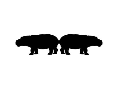 Hippopotamus (Hippopotamus Amphibius) Logo, Sanat İllüstrasyonu, Simge, Simge, Pictogram veya Grafik Tasarım Elemanı için Siluet. Vektör İllüstrasyonu