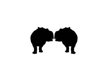 Hippopotamus (Hippopotamus Amphibius) Logo, Sanat İllüstrasyonu, Simge, Simge, Pictogram veya Grafik Tasarım Elemanı için Siluet. Vektör İllüstrasyonu
