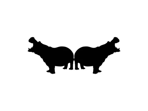 Hippopotamus Hippopotamus Amphibius Logo Sanat Llüstrasyonu Simge Simge Pictogram Veya — Stok Vektör