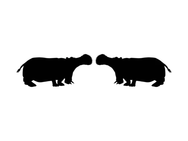 Hippopotamus Hippopotamus Amphibius Logo Sanat Llüstrasyonu Simge Simge Pictogram Veya — Stok Vektör