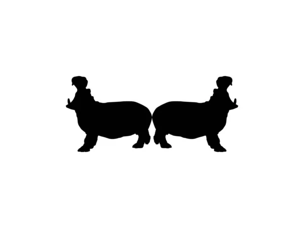 Pareja Del Hippopotamus Hippopotamus Amphibius Silueta Para Logo Ilustración Arte — Archivo Imágenes Vectoriales