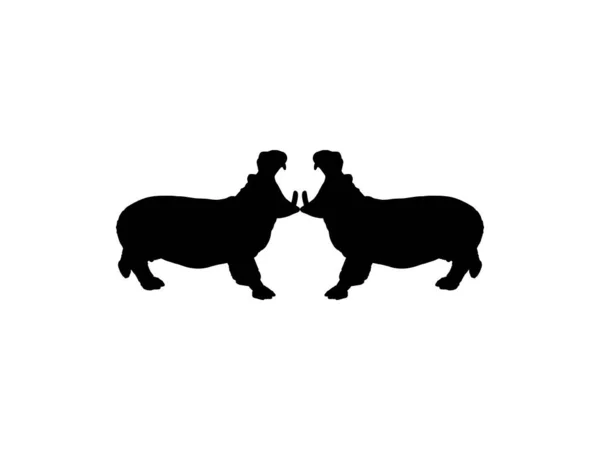 Pareja Del Hippopotamus Hippopotamus Amphibius Silueta Para Logo Ilustración Arte — Archivo Imágenes Vectoriales