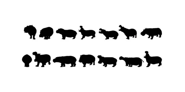 Silhueta Hipopótamo Para Logo Ilustração Arte Ícone Símbolo Pictograma Elemento — Vetor de Stock