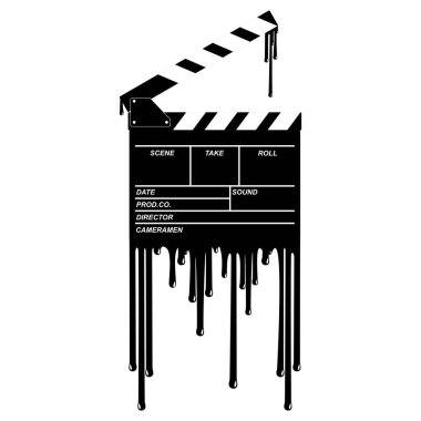 Korku, Korku, Korku, Gore, Sadistik, Sıçrayan, Slasher, Gizem, Korkunç ya da Cadılar Bayramı Poster Filmleri içeren Kanlı Alçı Tabela veya Film Simgesi Sembolü. Vektör İllüstrasyonu