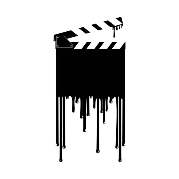 Silhouette Bloody Clapperboard Sign Film Movie Icon Symbol Είδος Τρόμου — Διανυσματικό Αρχείο