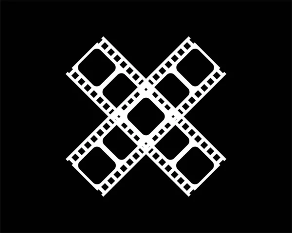 アートイラスト 映画ポスター アプリ ウェブサイト ピクトグラムやグラフィックデザイン要素のためのフィルムストリップのシルエット ベクターイラスト — ストックベクタ