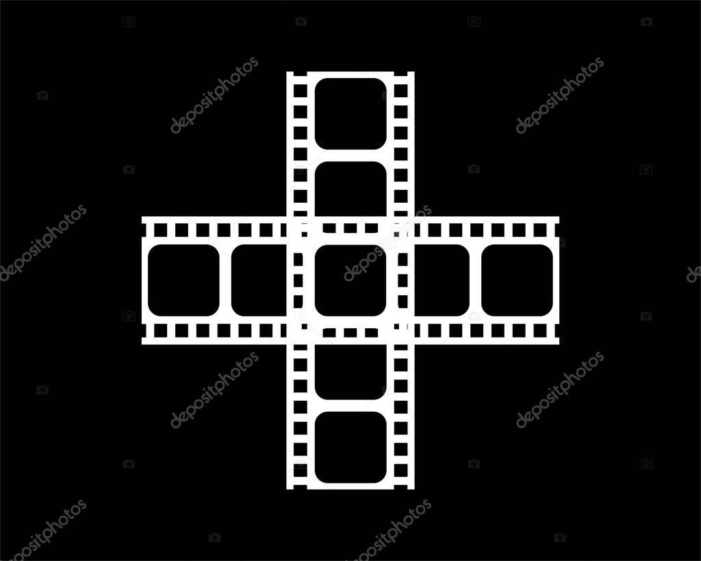 Silhouette of the Filmstrip for Art Illustration, Movie Poster, Apps, Website, Pictogram or Graphic Design Element. Vector Illustration